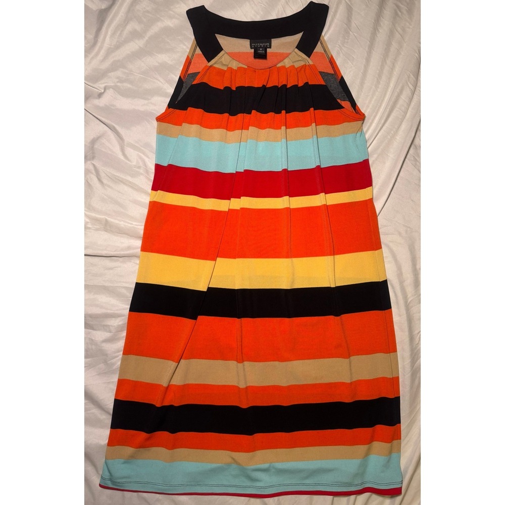 En Focus Studio Striped Shift Dress Womens 6 Multi Color Retro Summer Sleeveless